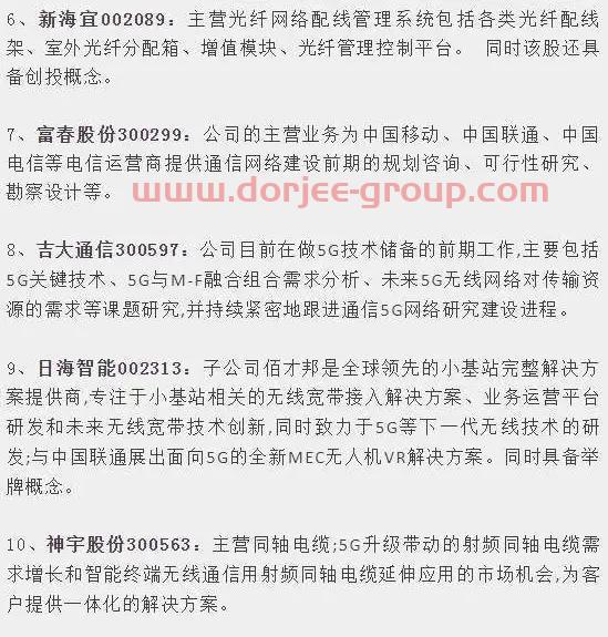 5G概念股汇总整理