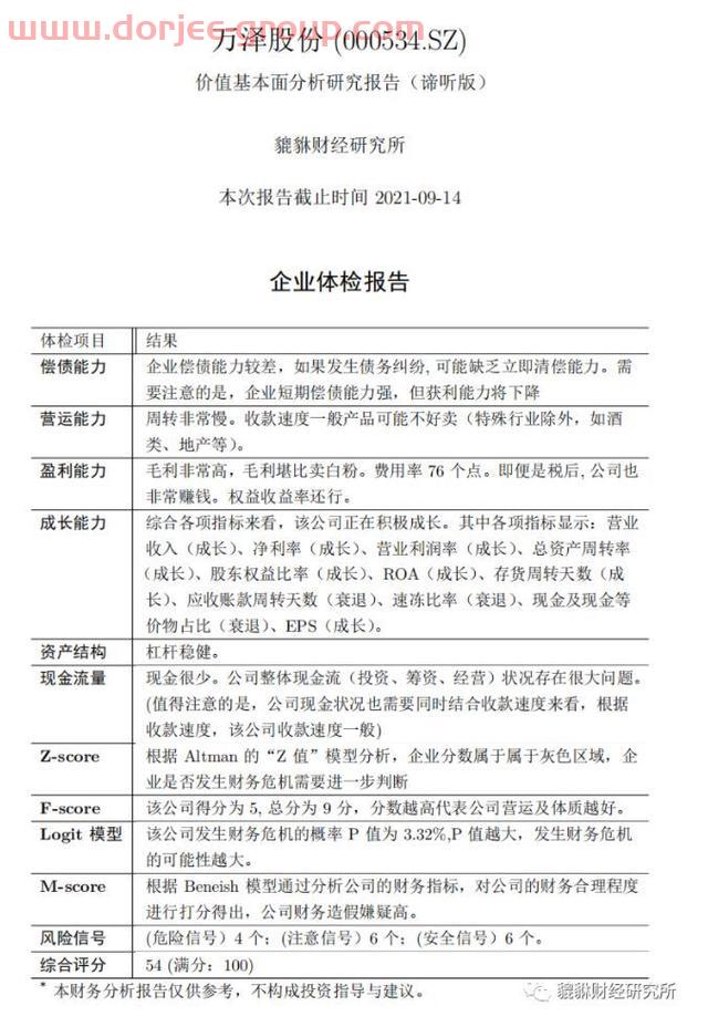 （54分）万泽股份（000534.SZ）基本面研究报告（谛听版）
